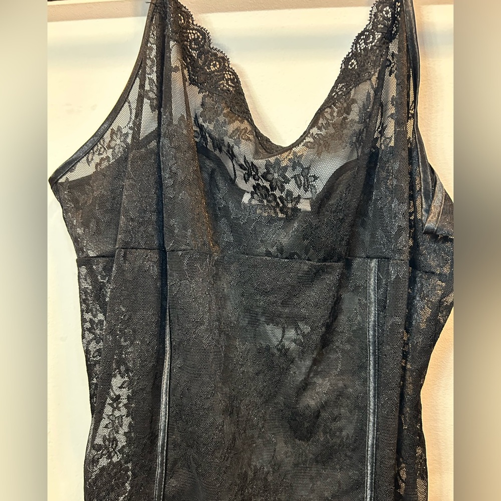 Elegant Black Lace Slip Dress: size large